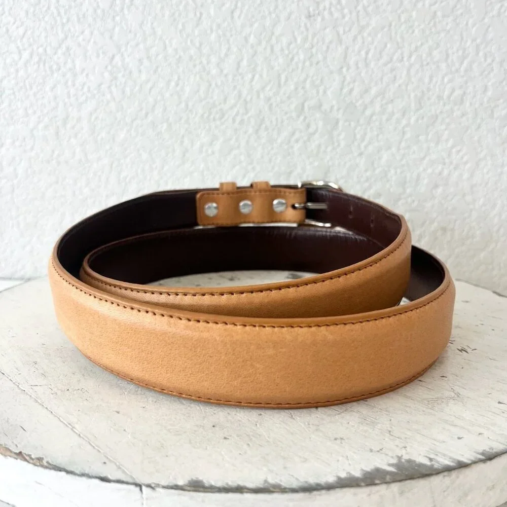 NEW Rod Patrick Boots Mens Western Belt 1.5 in Sz 28 Tan Horse Leather Taper End